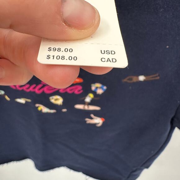 ANTHROPOLOGIE NWT Maeve Embroidered Riviera Short Sleeve Navy Sweatshirt // S - Picture 8 of 15